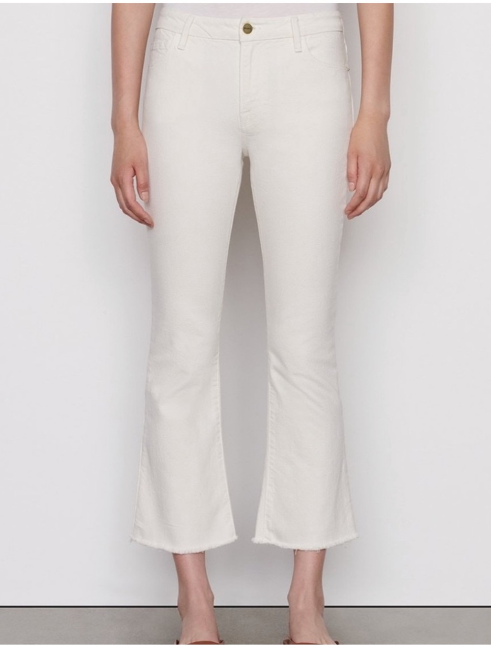 🔥FRAME Le Crop Mini Boot WHITE jeans Sz 32 Mint cond Price Firm